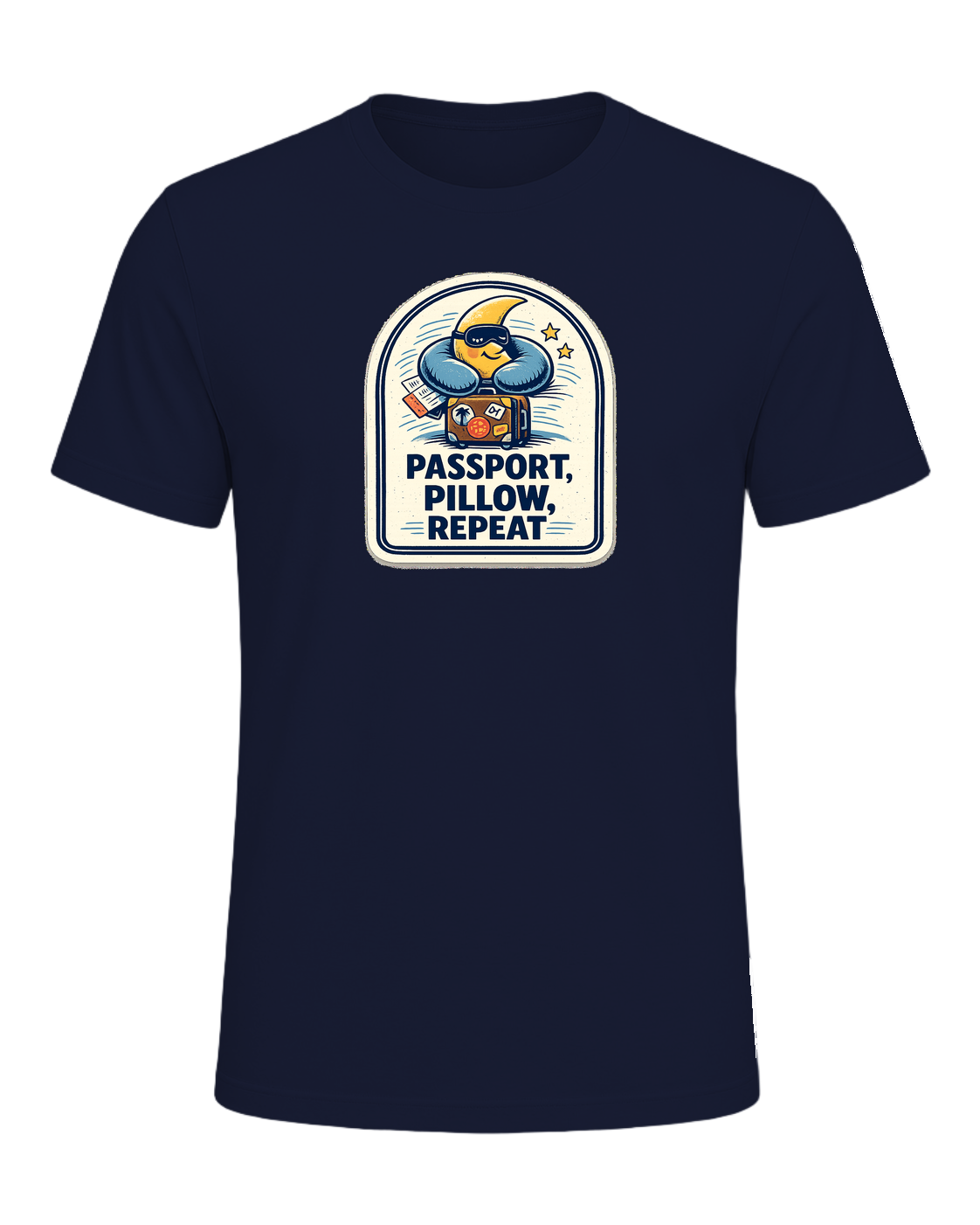 Passport, Pillow, Repeat Tee — Navy