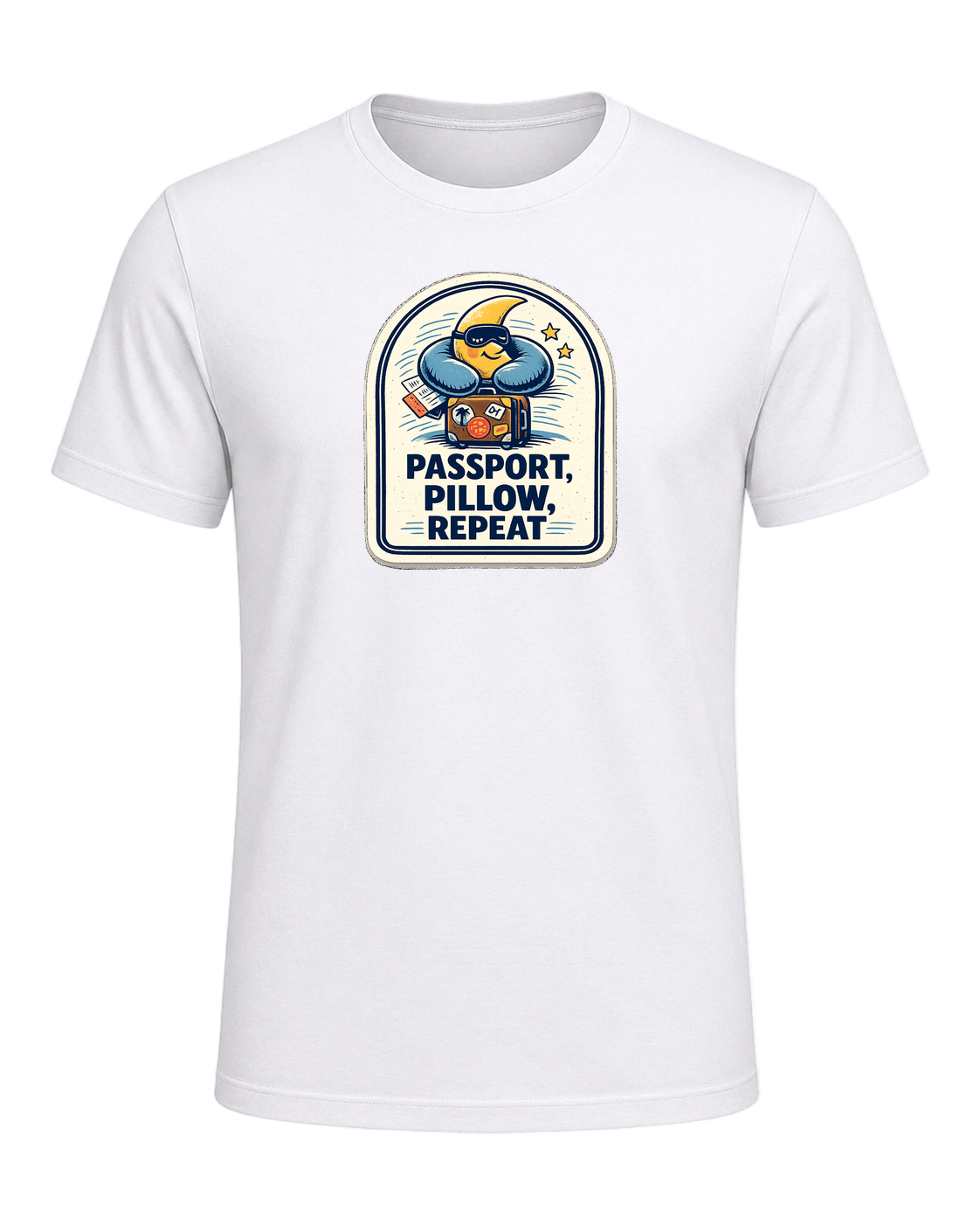 Passport, Pillow, Repeat Tee — White