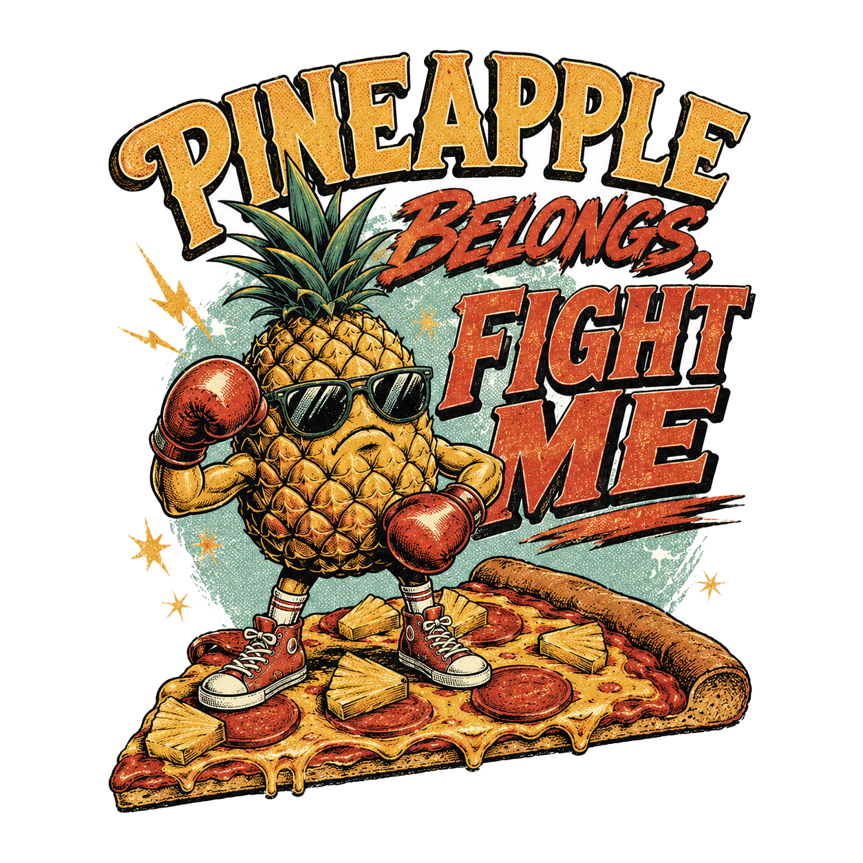 PINEAPPLE BELONGS, FIGHT ME — Black