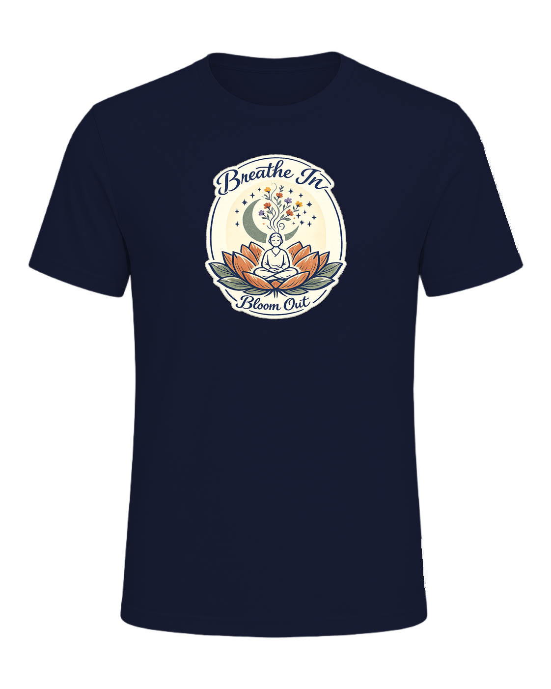 Breathe In, Bloom Out Tee — Navy