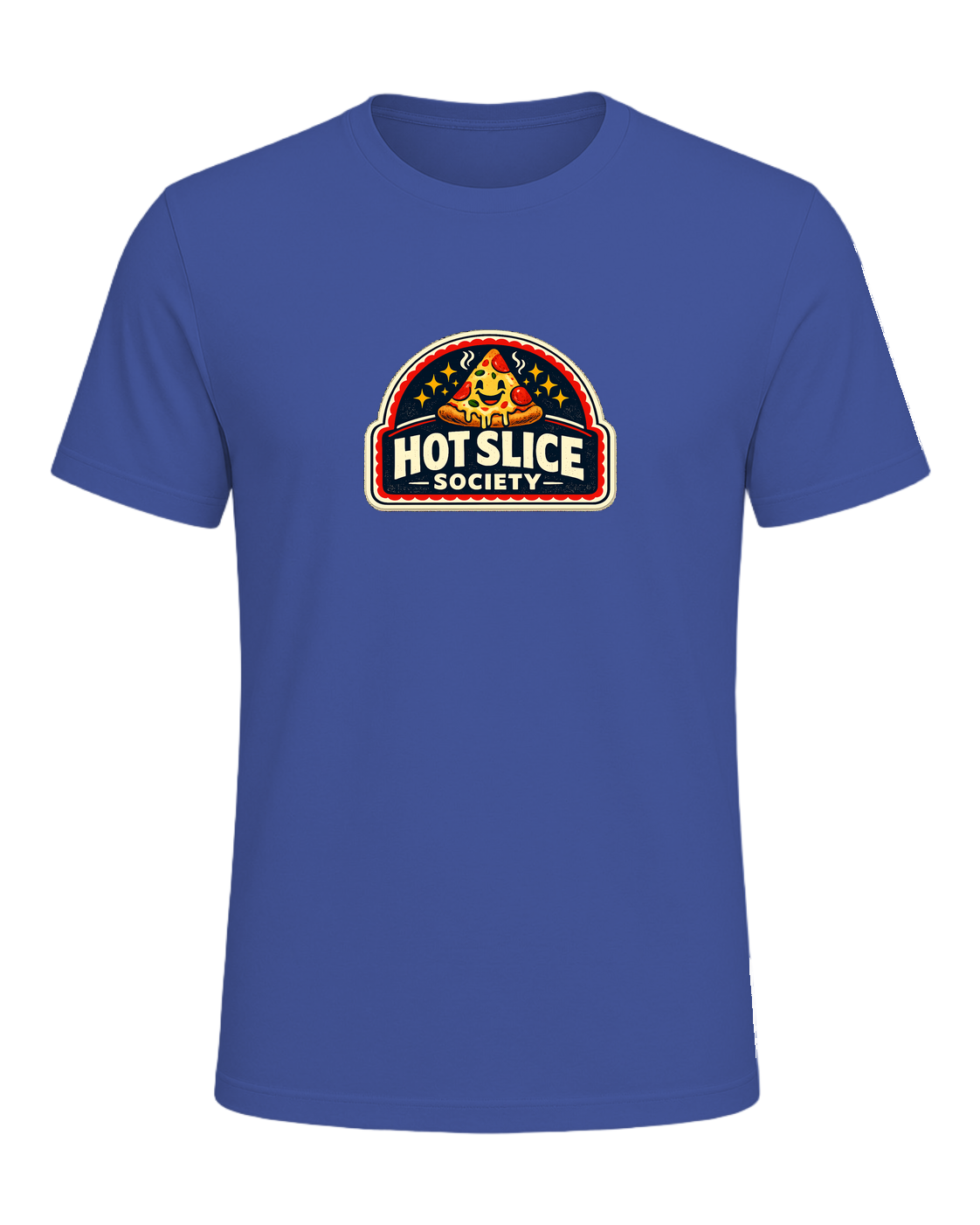 A bold retro pizza-club tee for anyone proudly living the hot slice lifestyle. — Heather True Royal