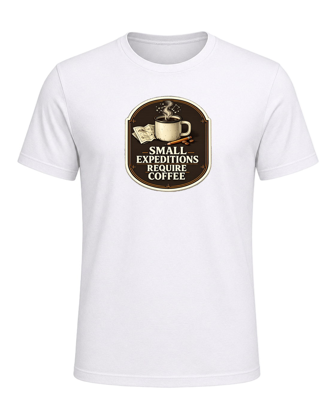 Small Expeditions Require Coffee Tee — White