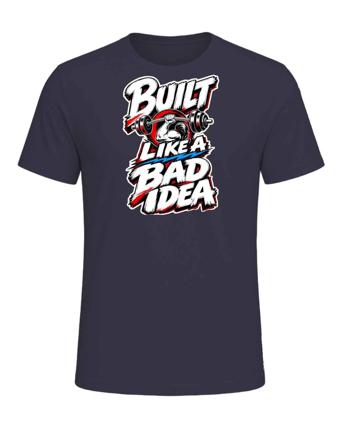 Built Like A Bad Idea Gym Tee — Heather Midnight Navy