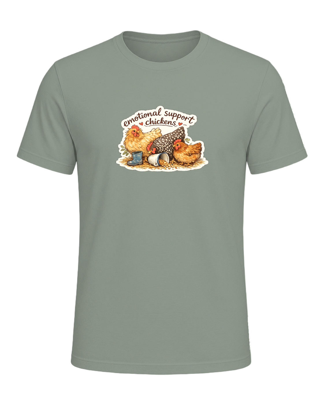 Emotional Support Chickens Tee — Sage