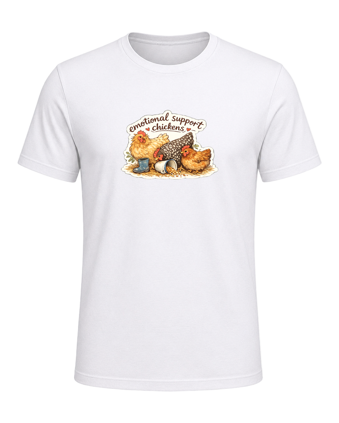 Emotional Support Chickens Tee — White