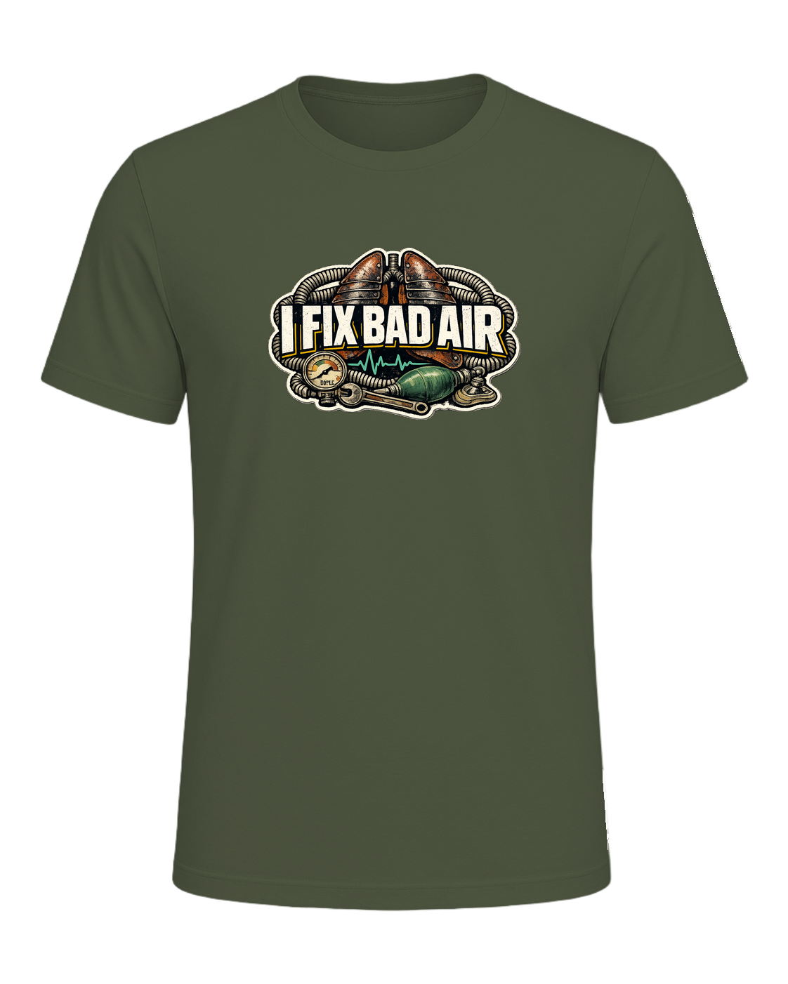 I Fix Bad Air Tee — Military Green