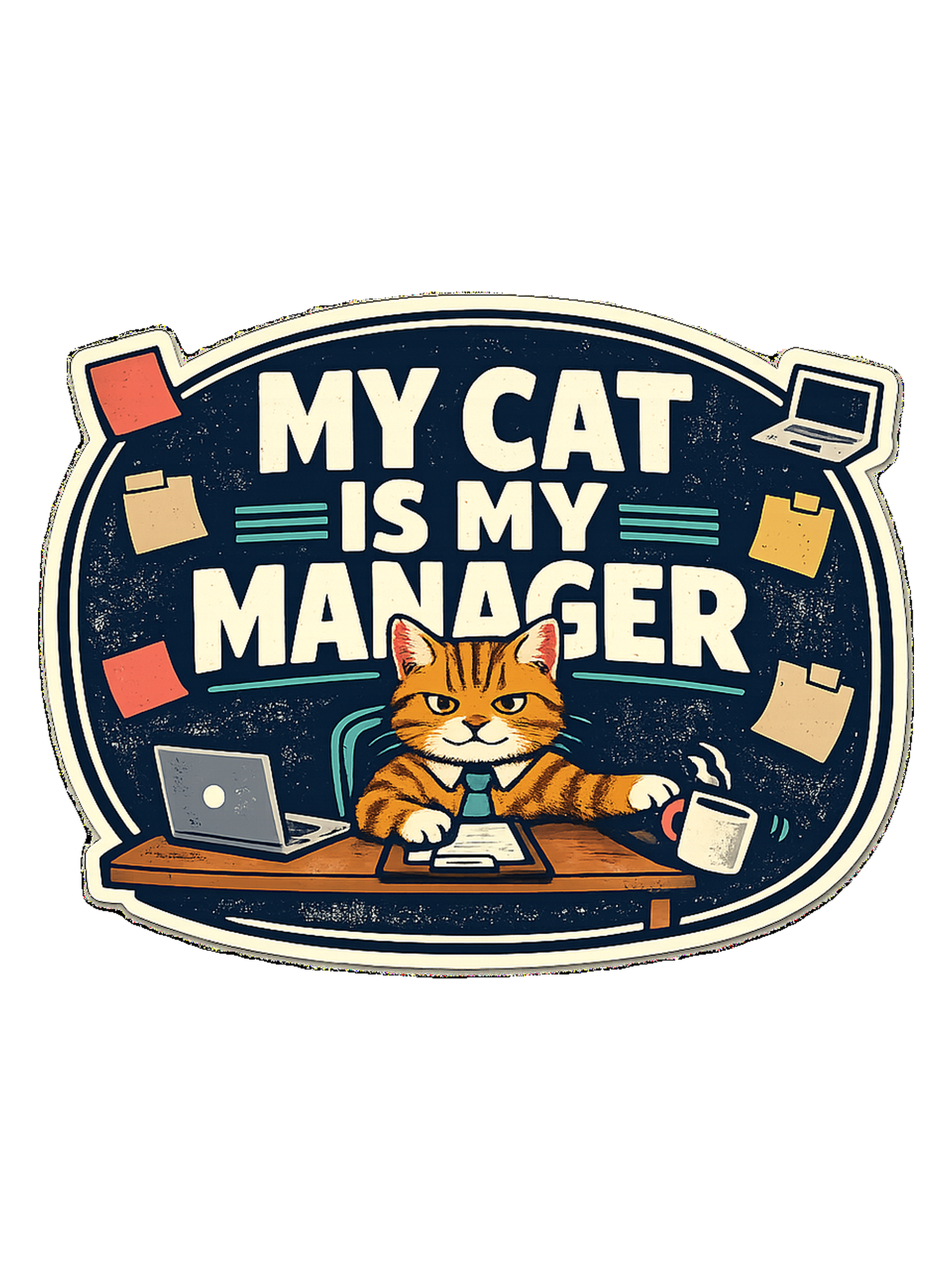 A funny cat-parent tee for people whose cat clearly runs the household.