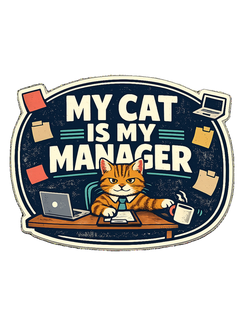 A funny cat-parent tee for people whose cat clearly runs the household.