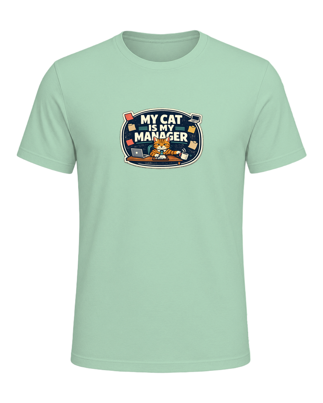 A funny cat-parent tee for people whose cat clearly runs the household. — Mint