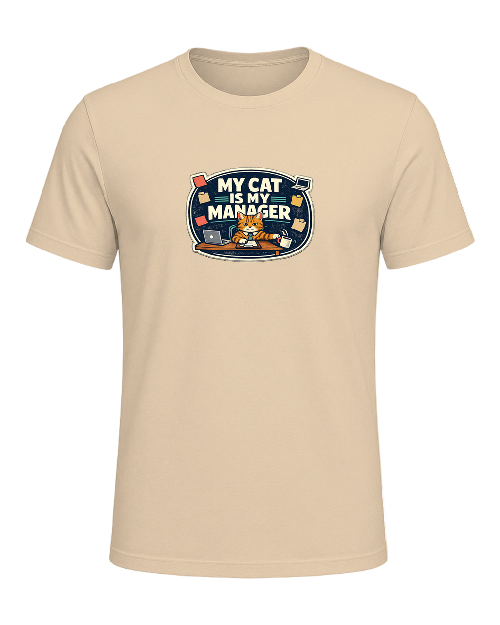 A funny cat-parent tee for people whose cat clearly runs the household. — Soft Cream
