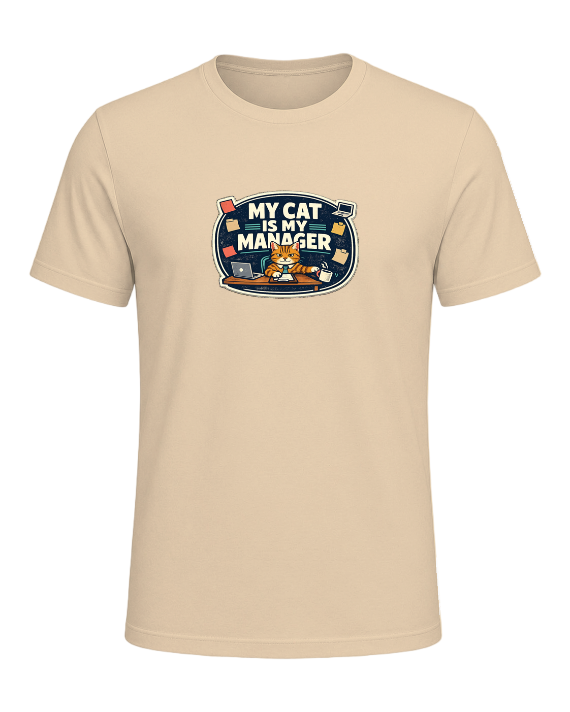 A funny cat-parent tee for people whose cat clearly runs the household. — Soft Cream