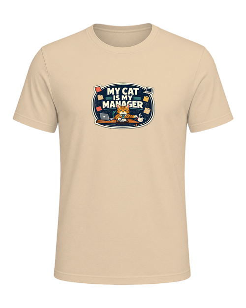 A funny cat-parent tee for people whose cat clearly runs the household. — Soft Cream