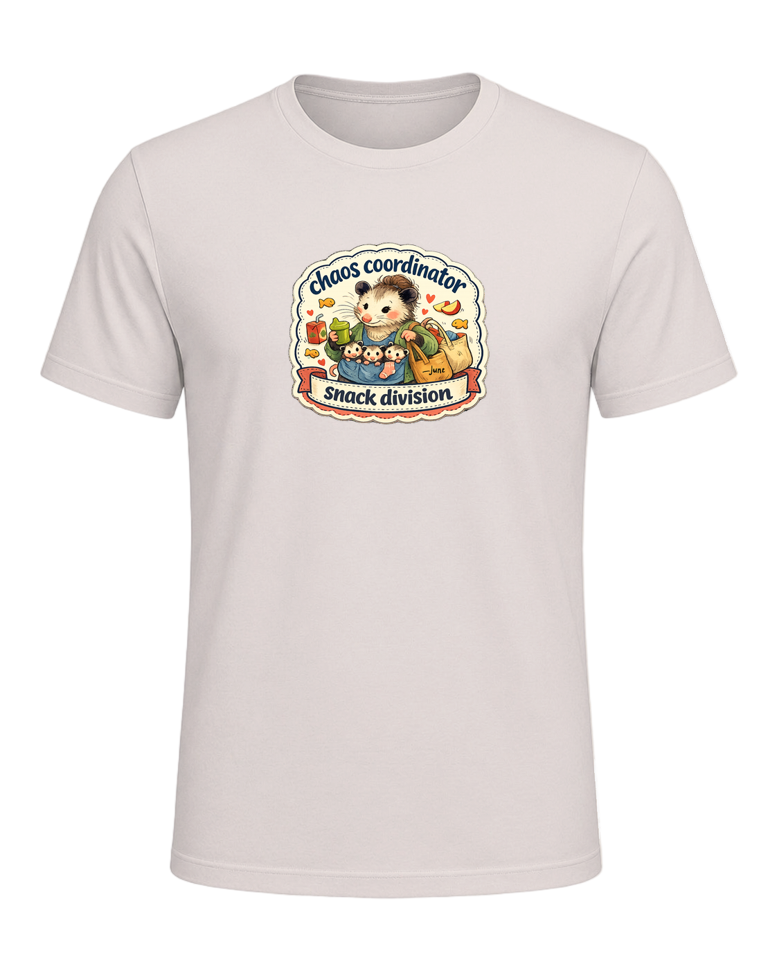 Chaos Coordinator, Snack Division Tee — Heather Dust
