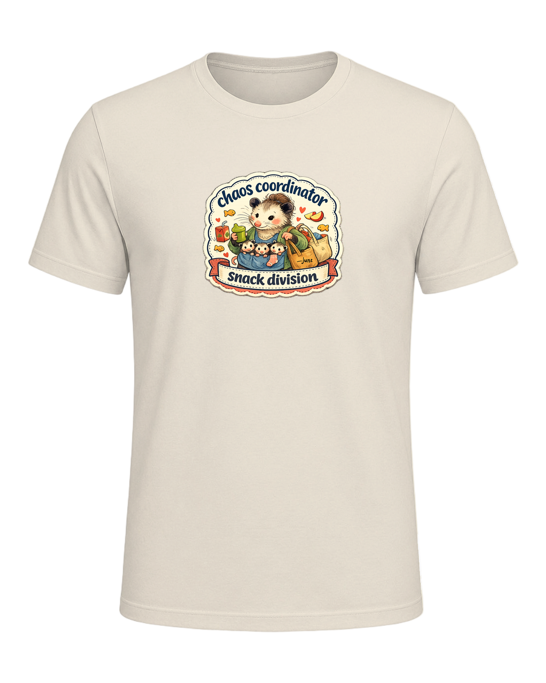Chaos Coordinator, Snack Division Tee — Heather Prism Natural