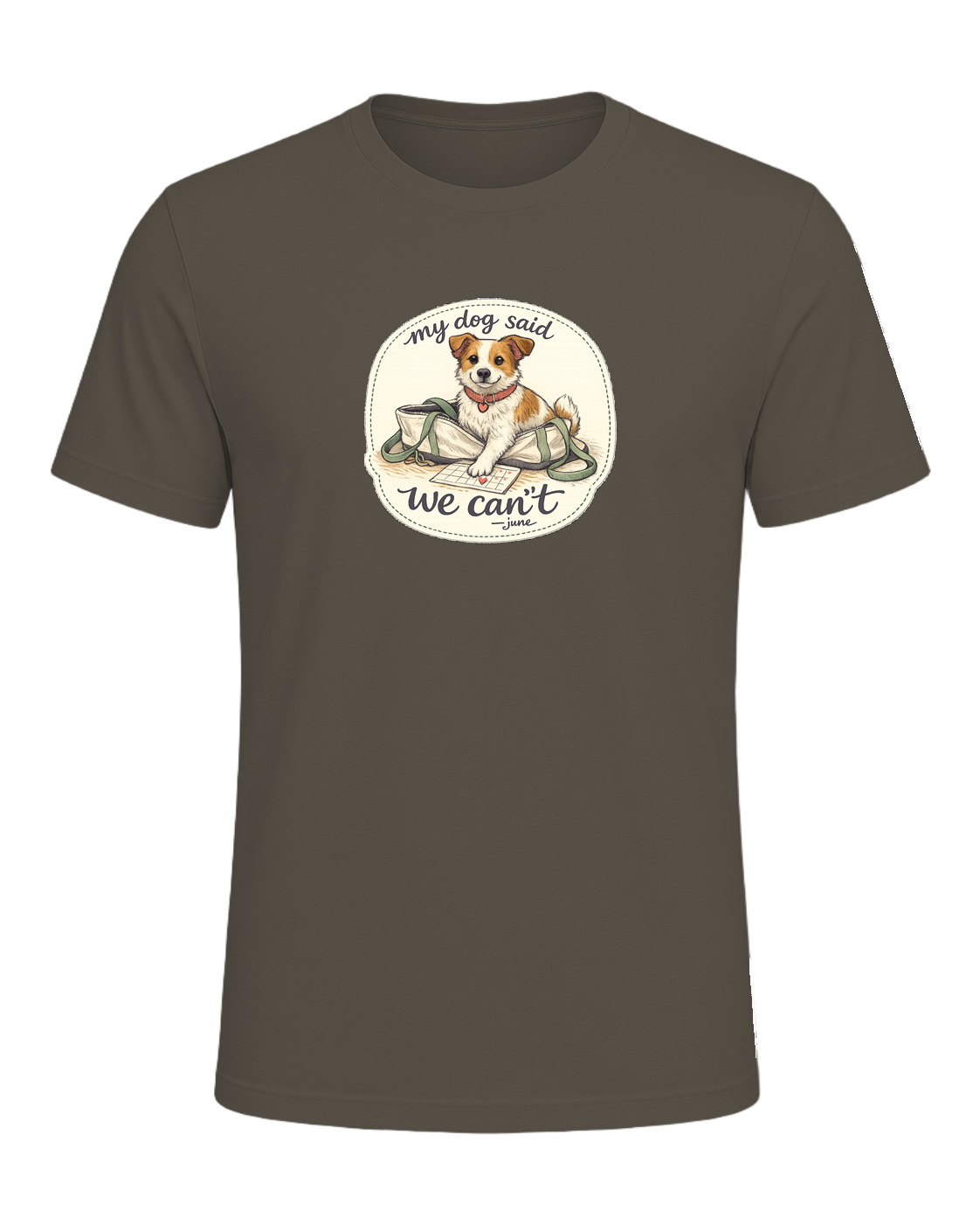 A cozy hand-drawn dog mom tee for anyone whose plans require tiny paw approval. — Army