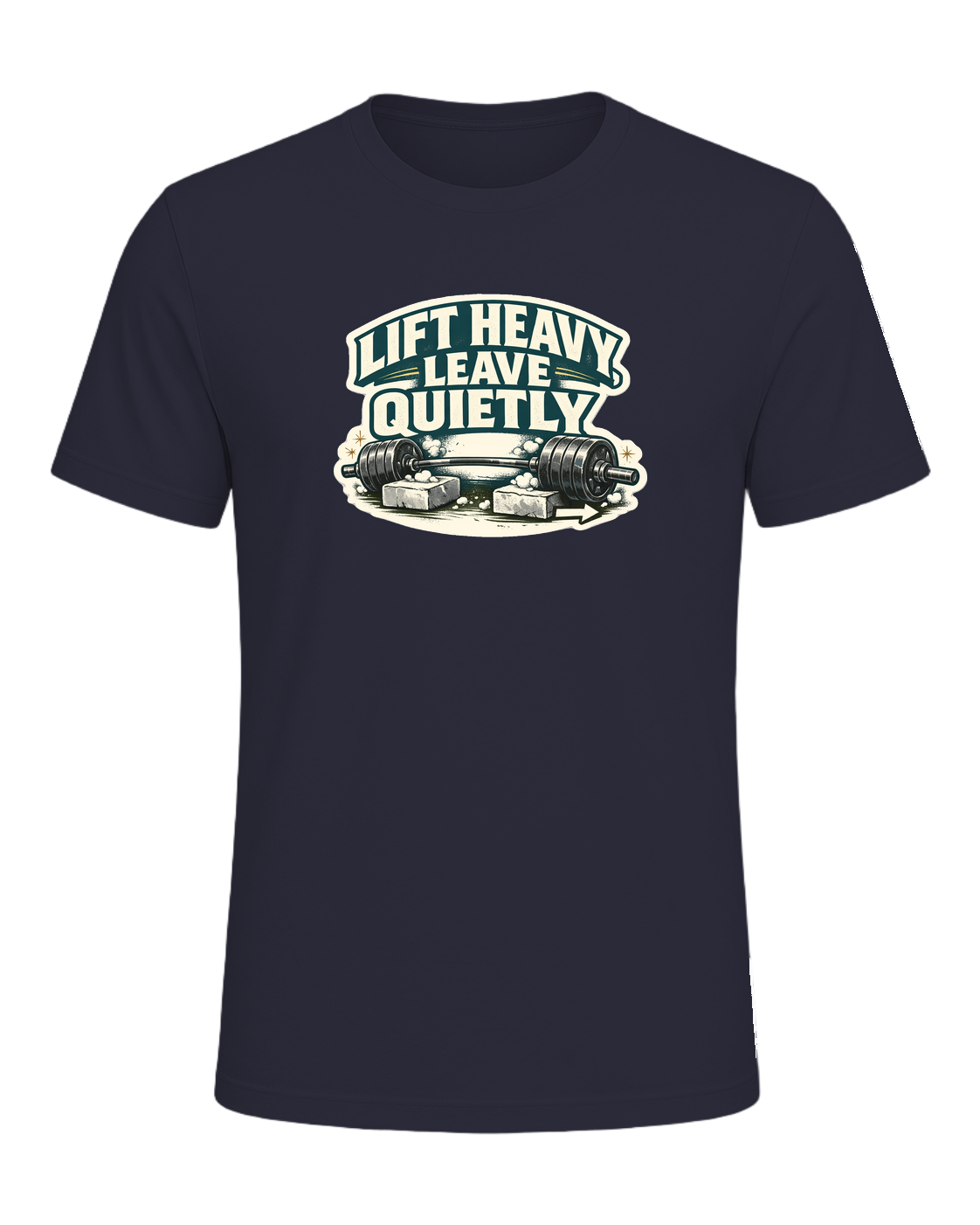 Lift Heavy, Leave Quietly Tee — Heather Navy