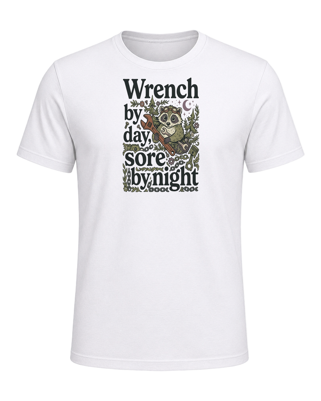 Wrench by day, sore by night — White