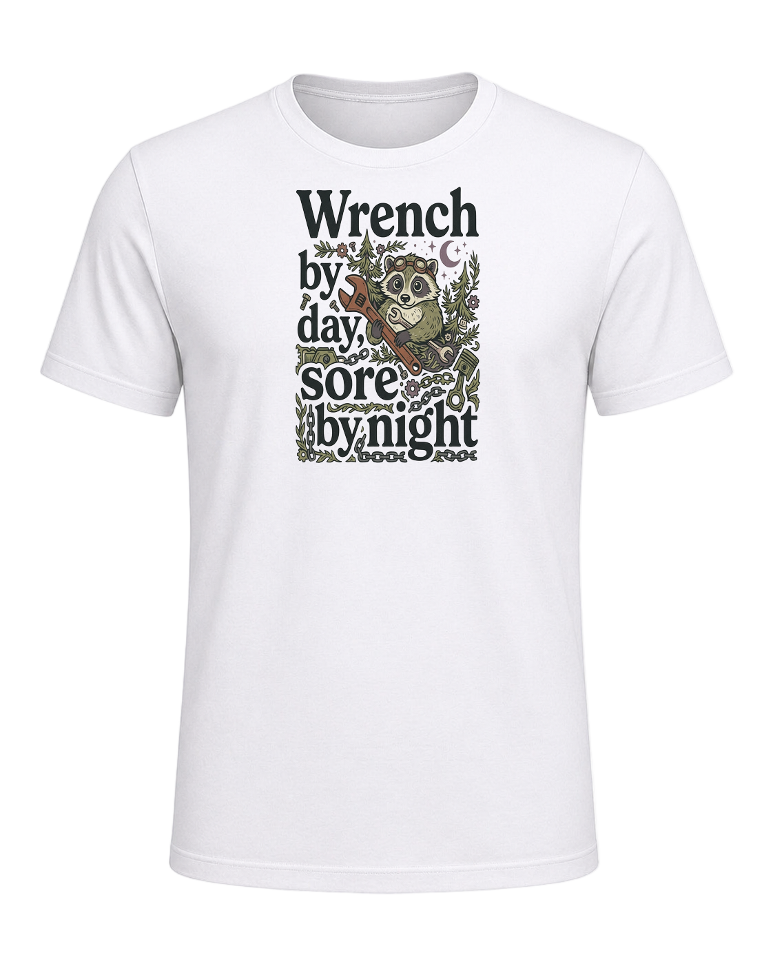 Wrench by day, sore by night — White