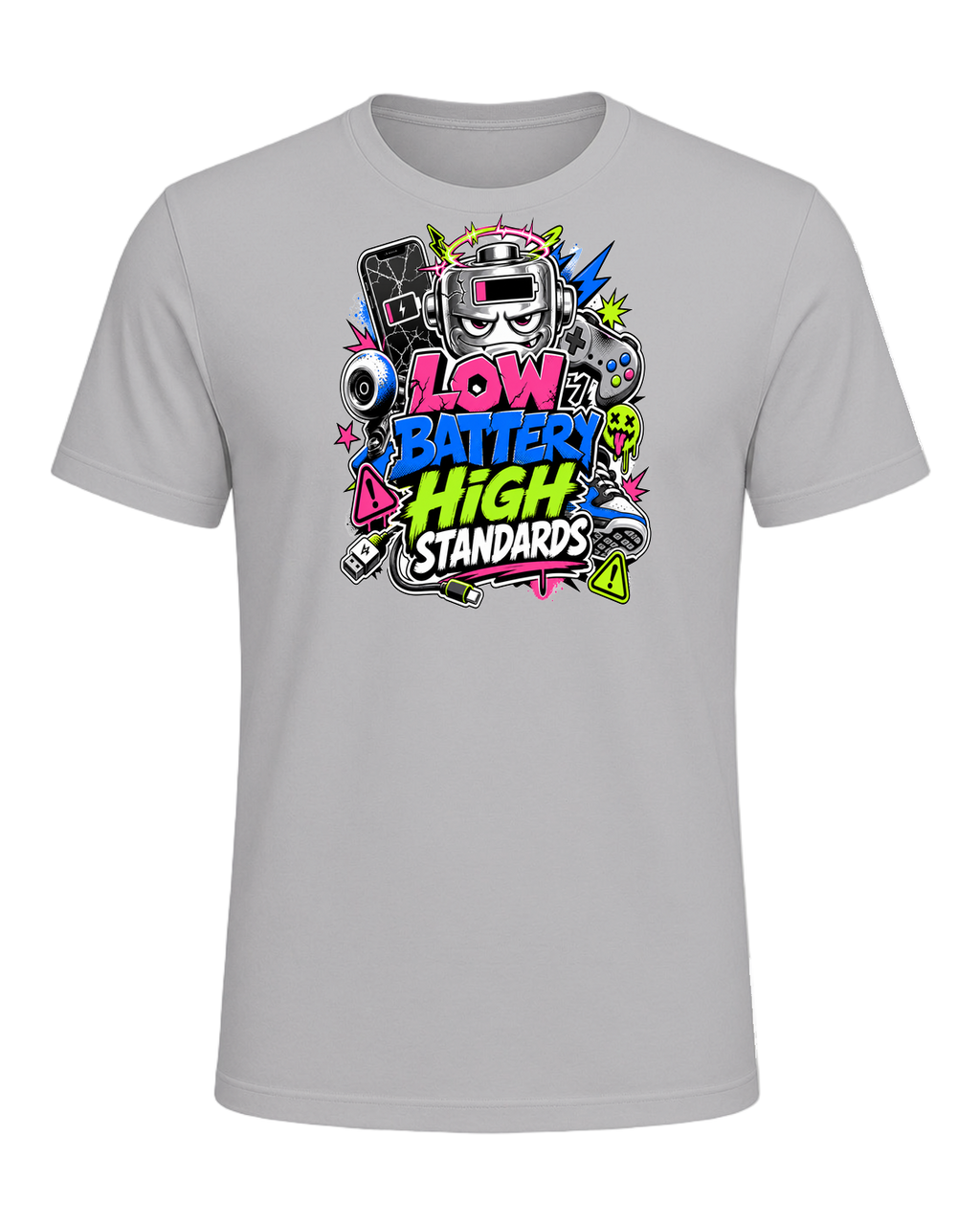 LOW BATTERY HIGH STANDARDS — Athletic Heather