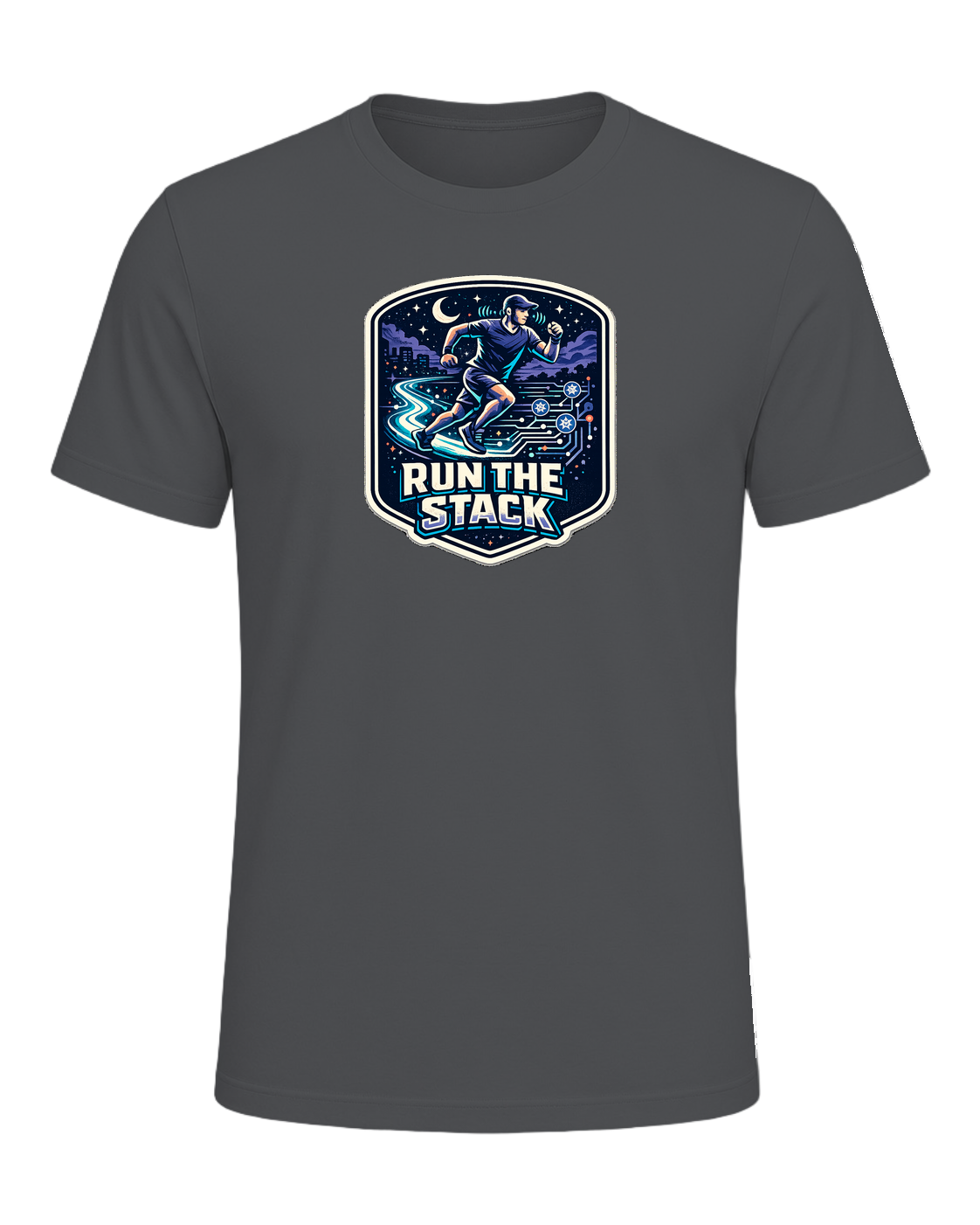 Run The Stack Tee — Asphalt