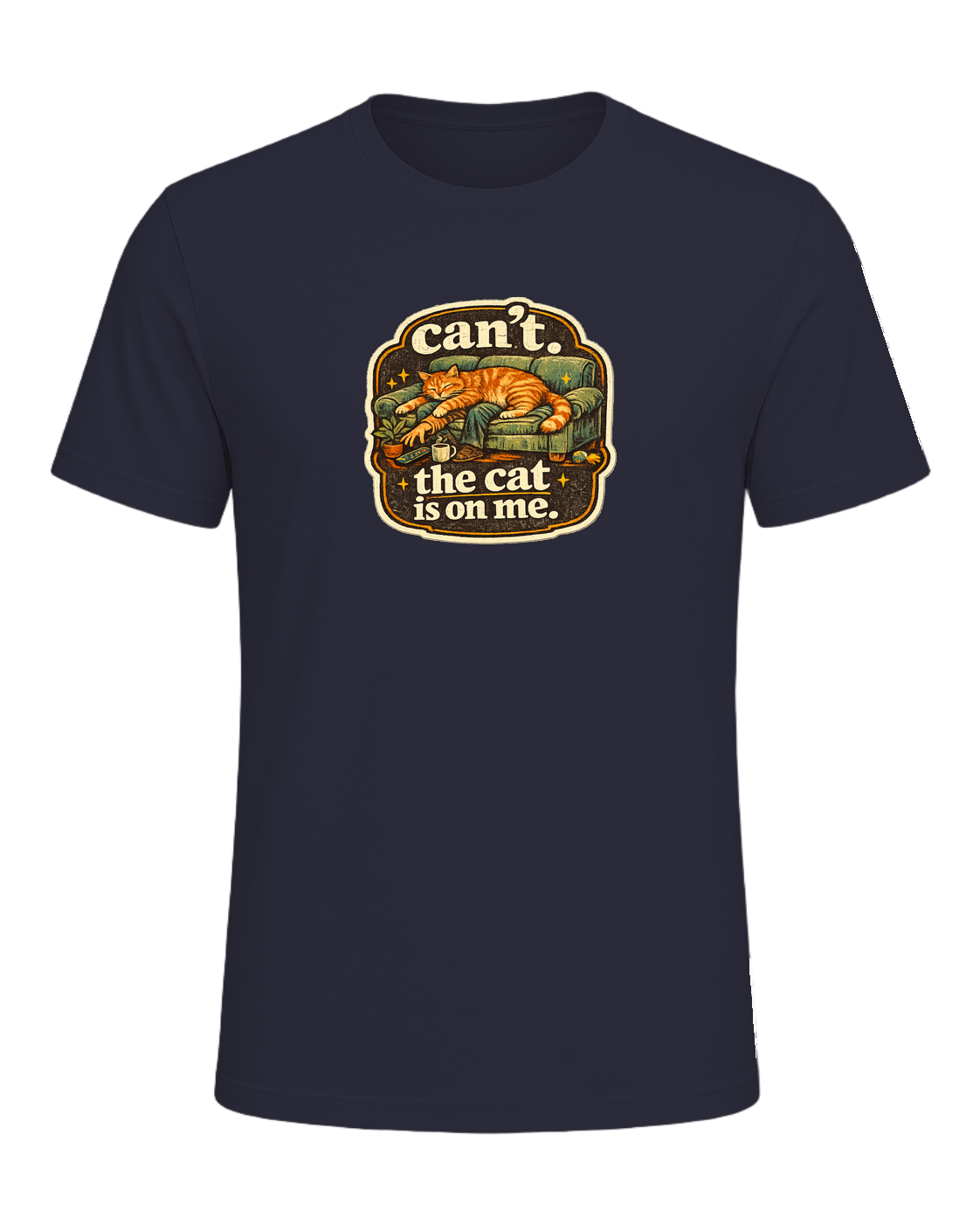 Can't. The Cat Is On Me. Tee — Heather Navy