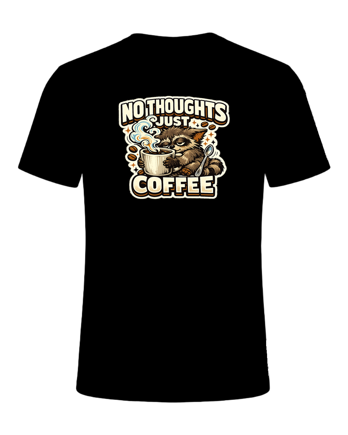 No Thoughts Just Coffee Tee — Black