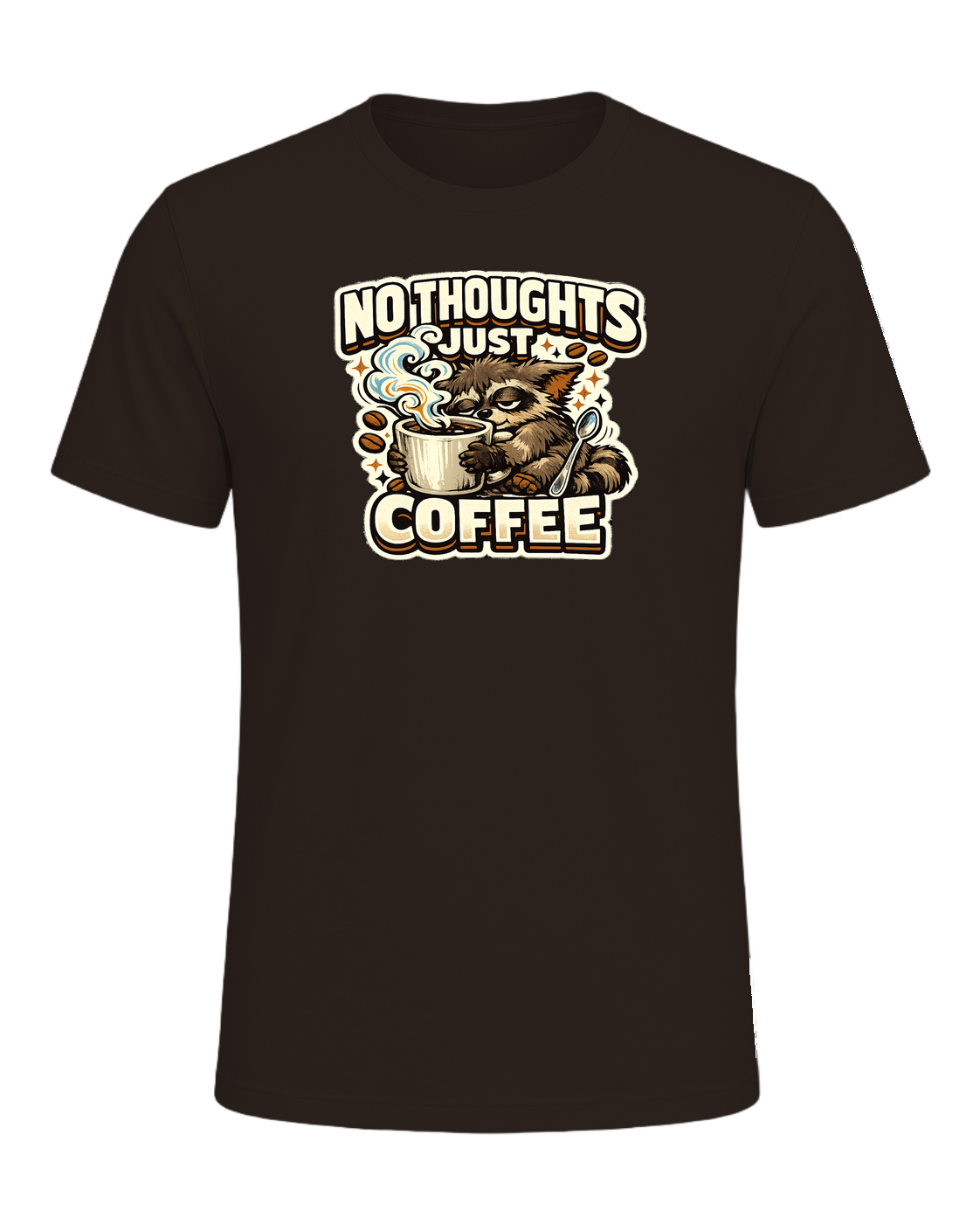 No Thoughts Just Coffee Tee — Brown
