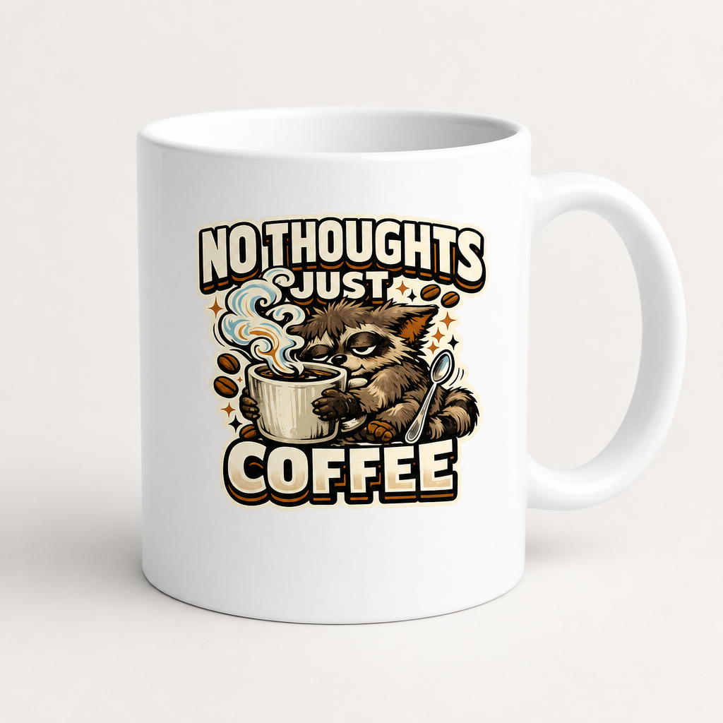No Thoughts Just Coffee Tee Mug