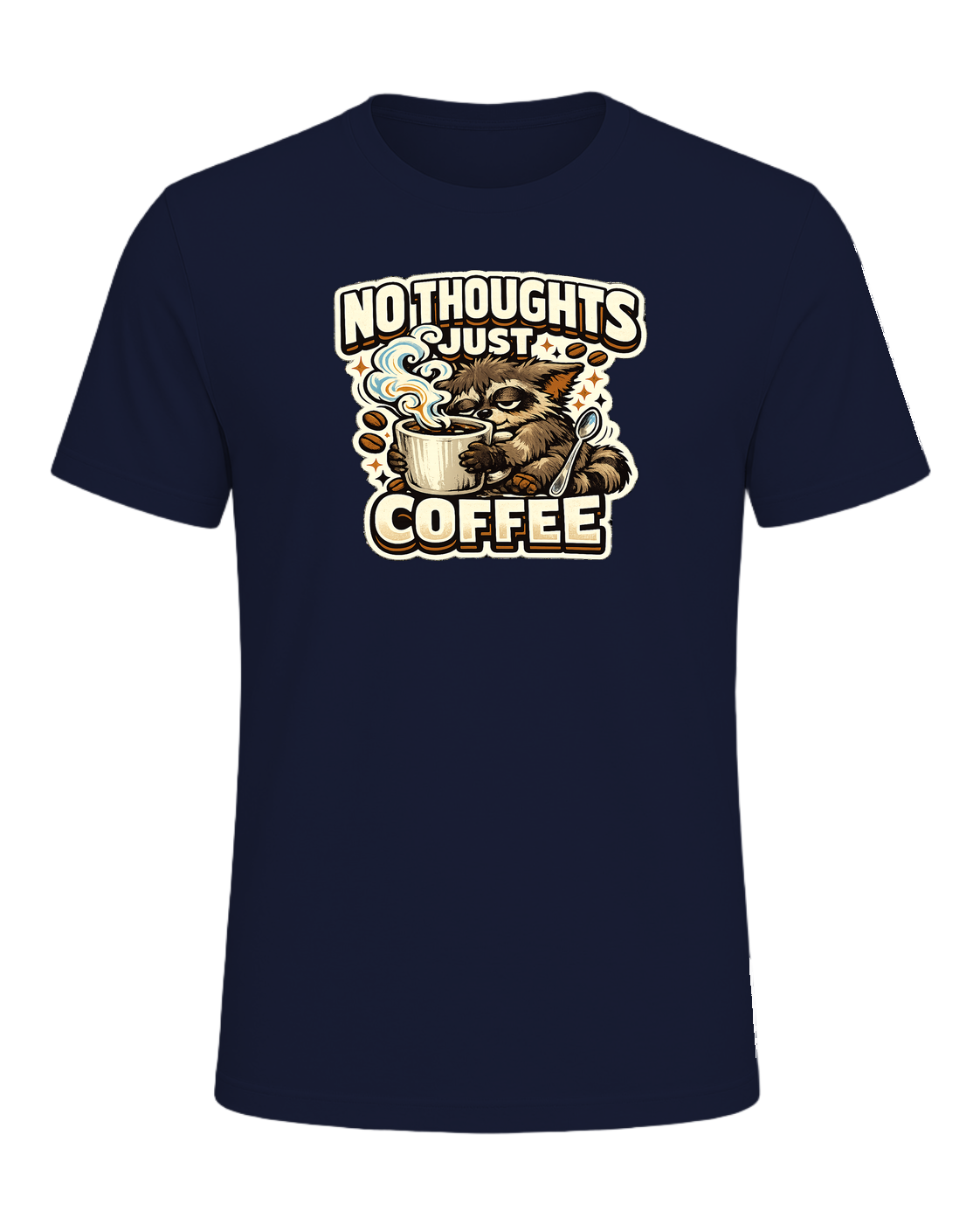 No Thoughts Just Coffee Tee — Navy
