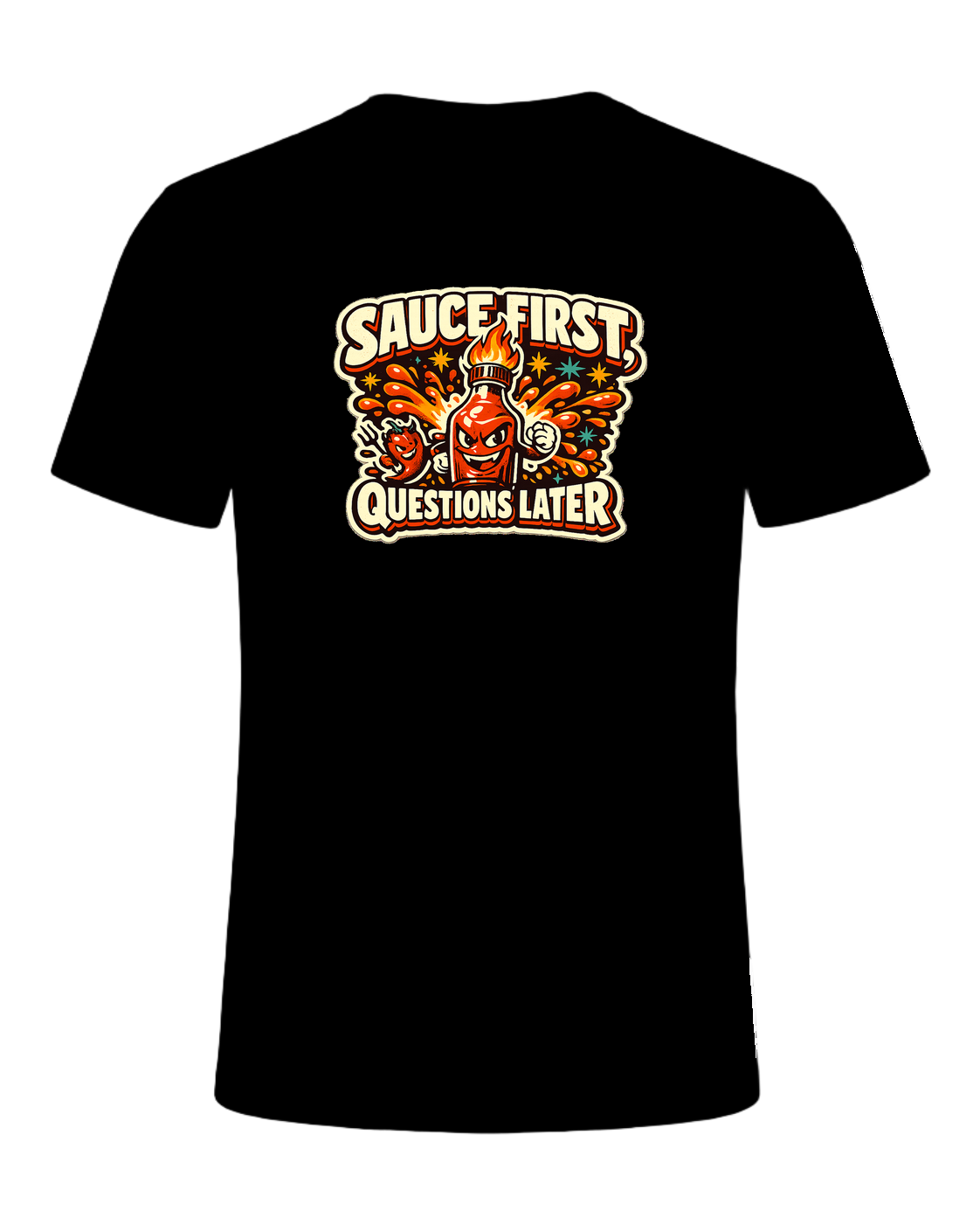 Sauce First, Questions Later Tee — Black