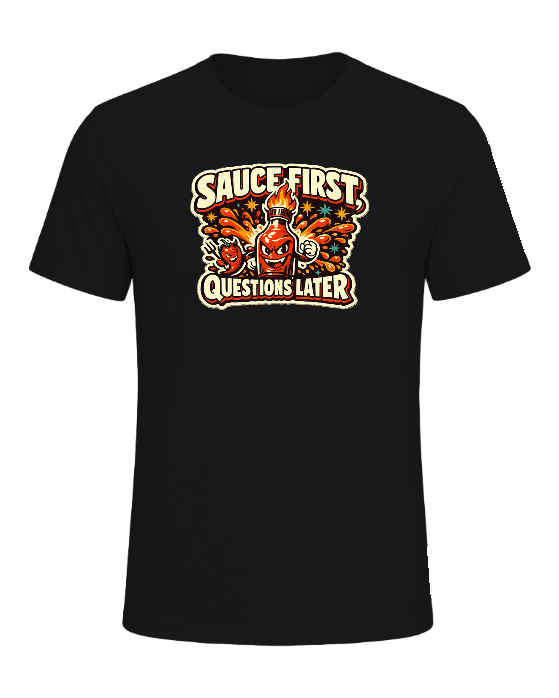 Sauce First, Questions Later Tee — Dark Grey Heather