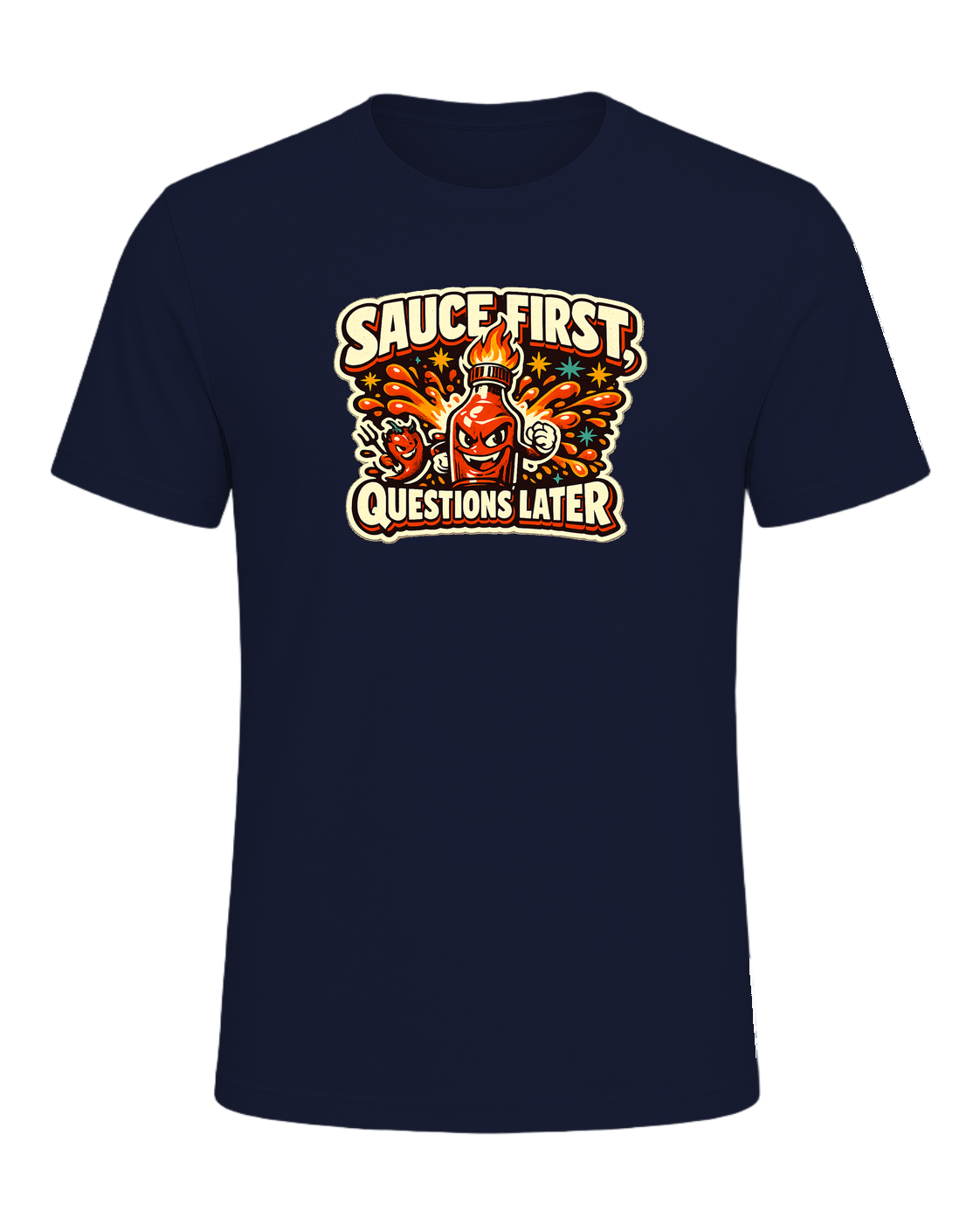 Sauce First, Questions Later Tee — Navy