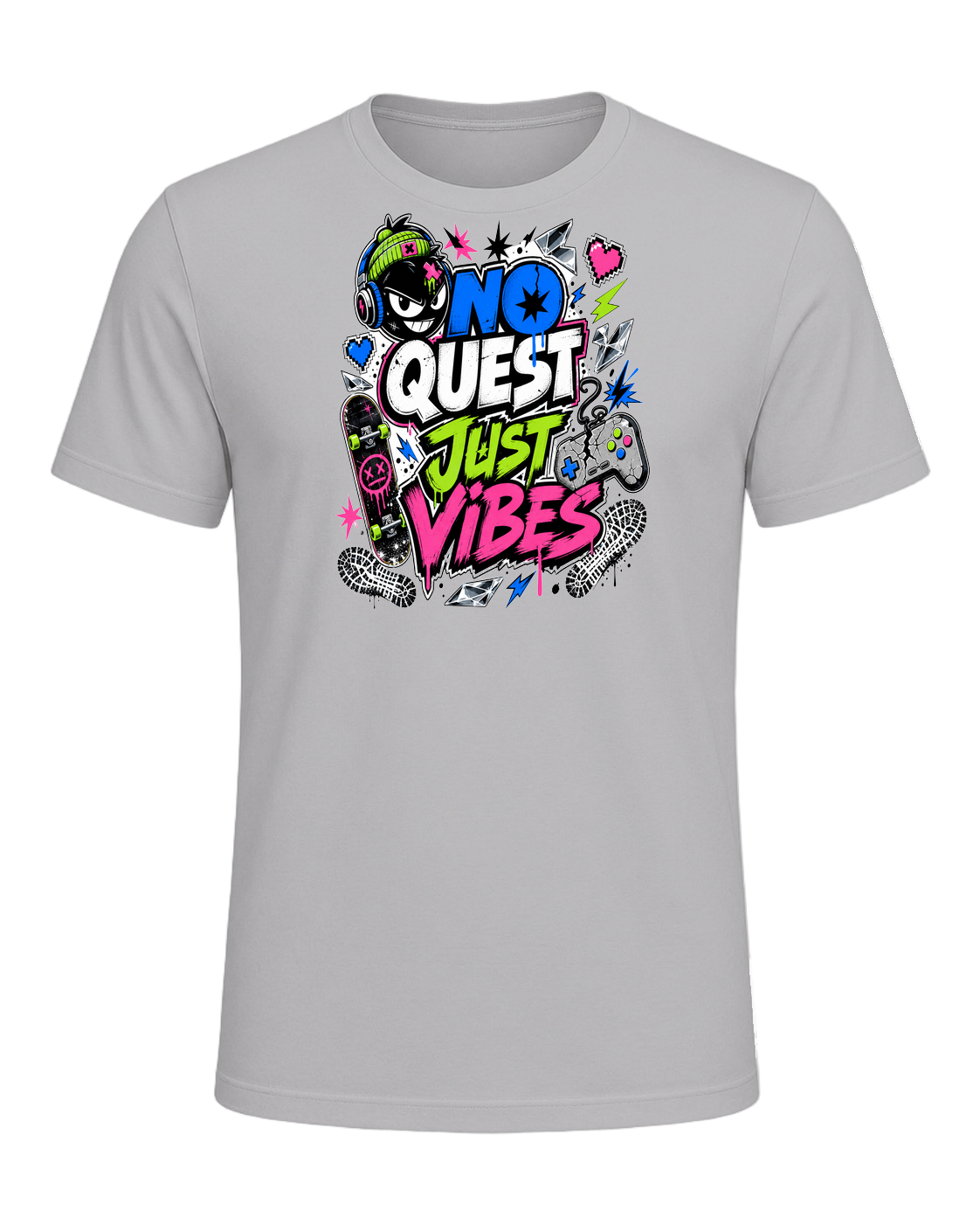 NO QUEST JUST VIBES — Athletic Heather