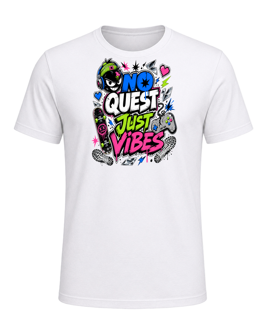NO QUEST JUST VIBES — White