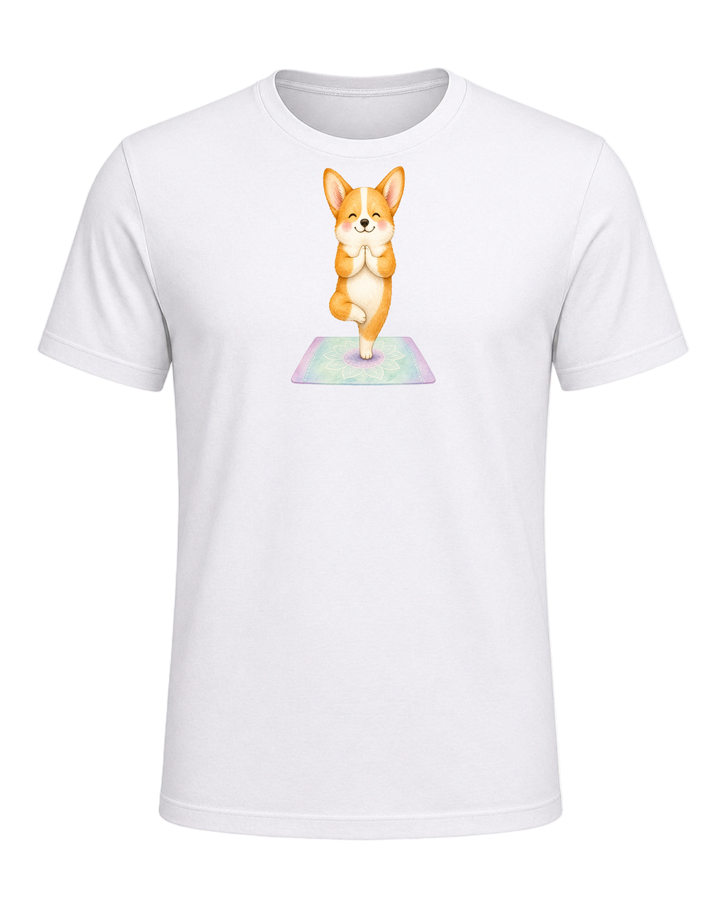 Corgi + Yoga — White