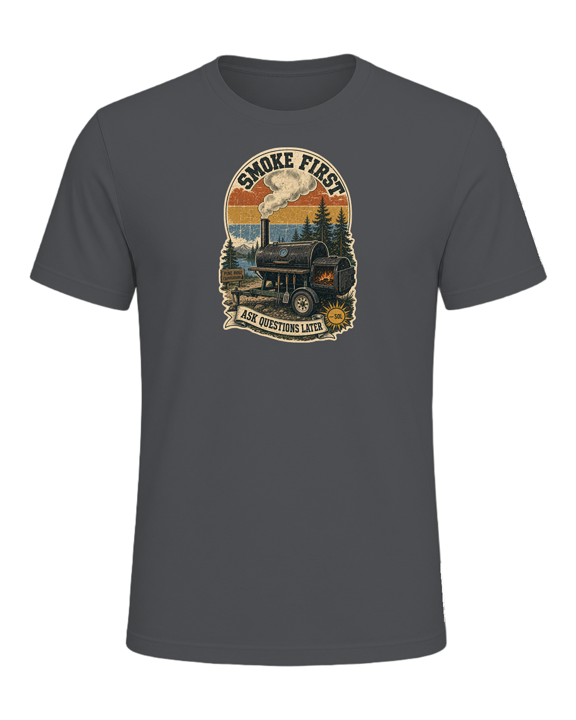 Smoke First, Ask Questions Later Tee — Asphalt