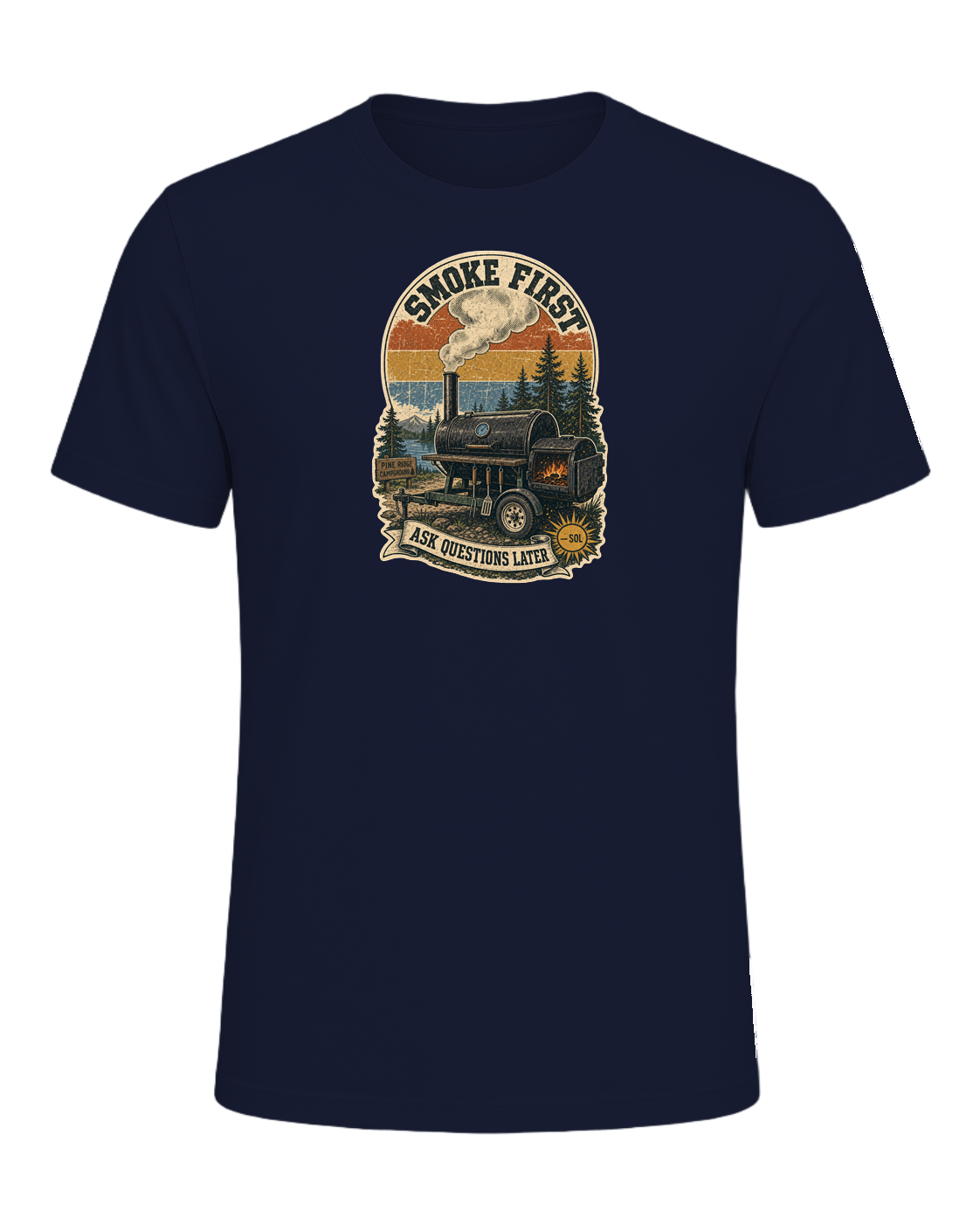 Smoke First, Ask Questions Later Tee — Navy