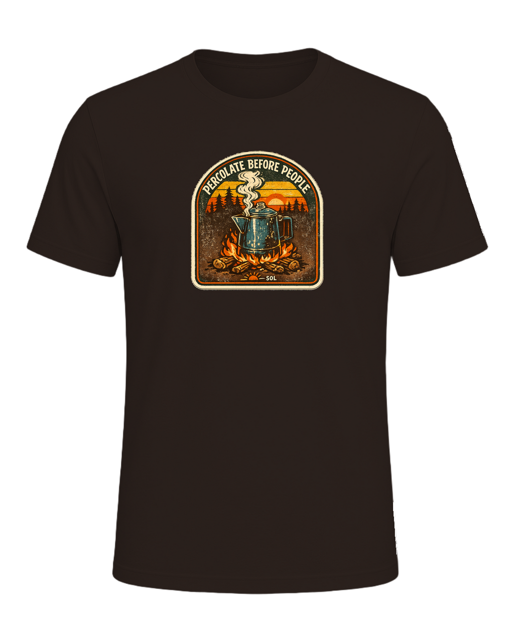 Percolate Before People Tee — Brown