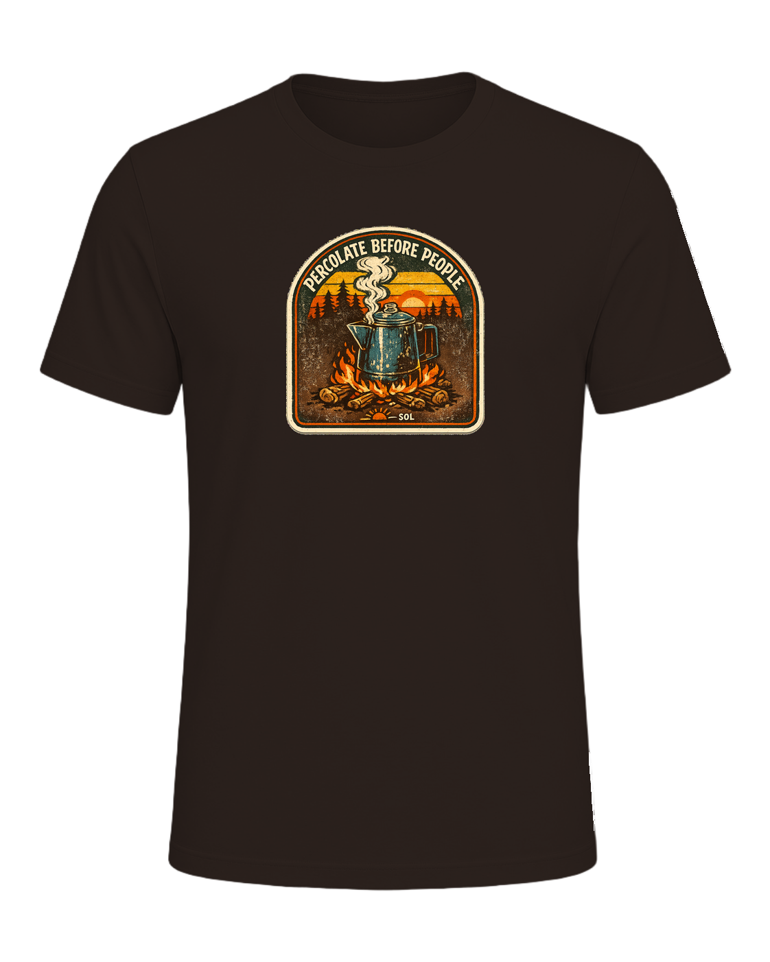 Percolate Before People Tee — Brown