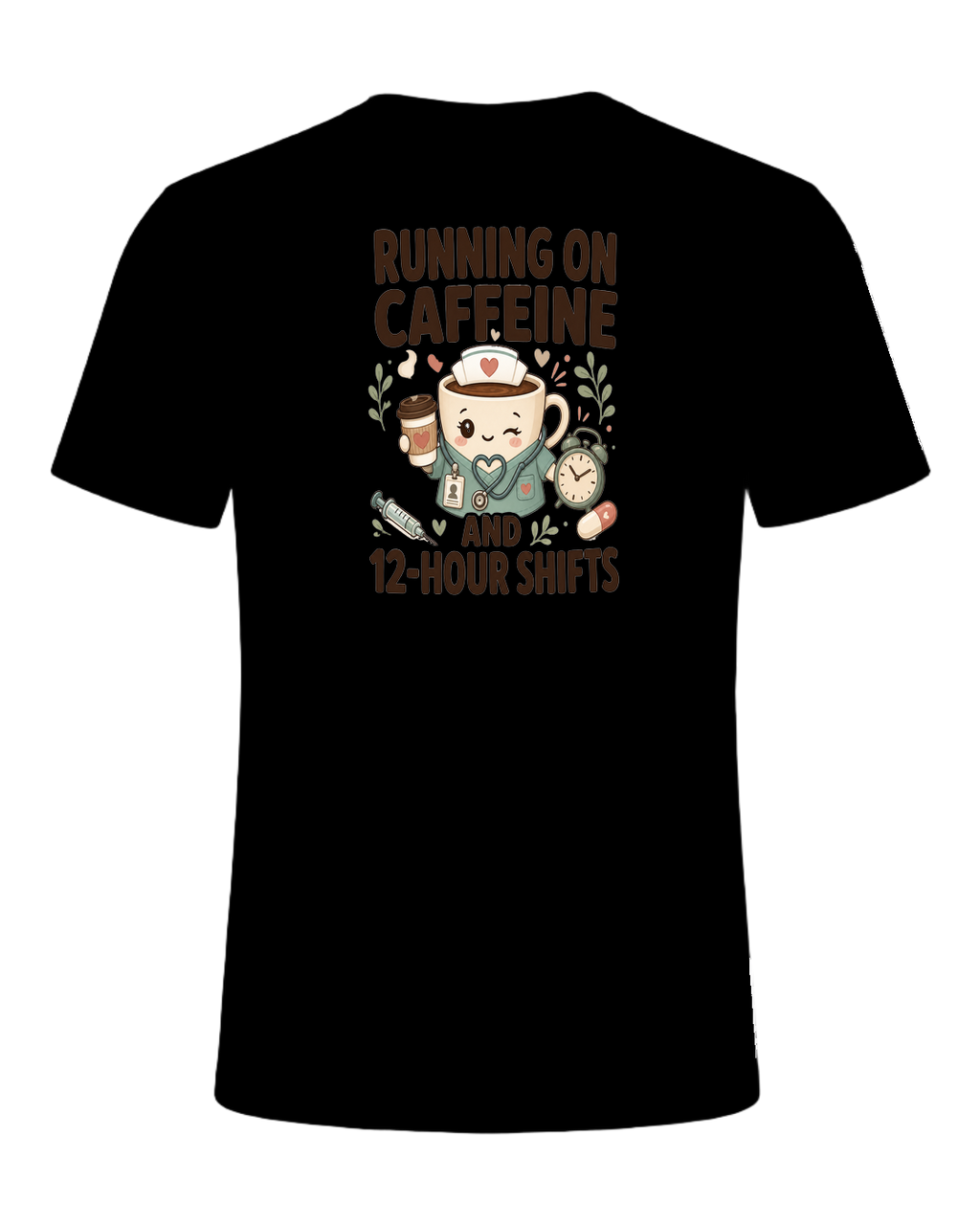 RUNNING ON CAFFEINE AND 12-HOUR SHIFTS — Black