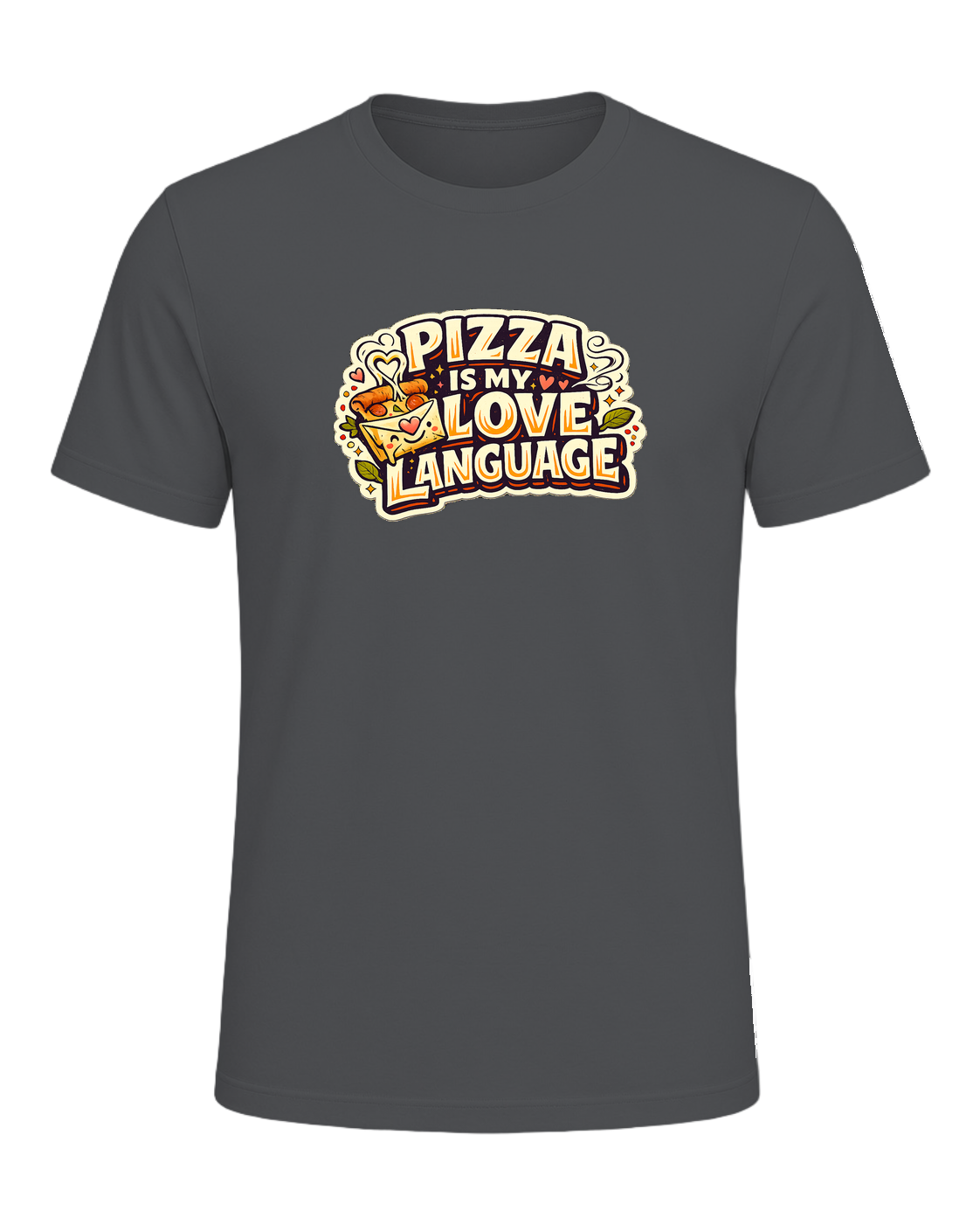 Pizza Is My Love Language Tee — Asphalt