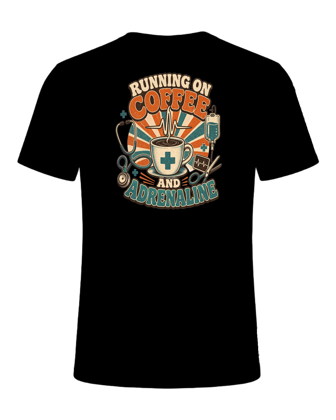 RUNNING ON COFFEE AND ADRENALINE — Black