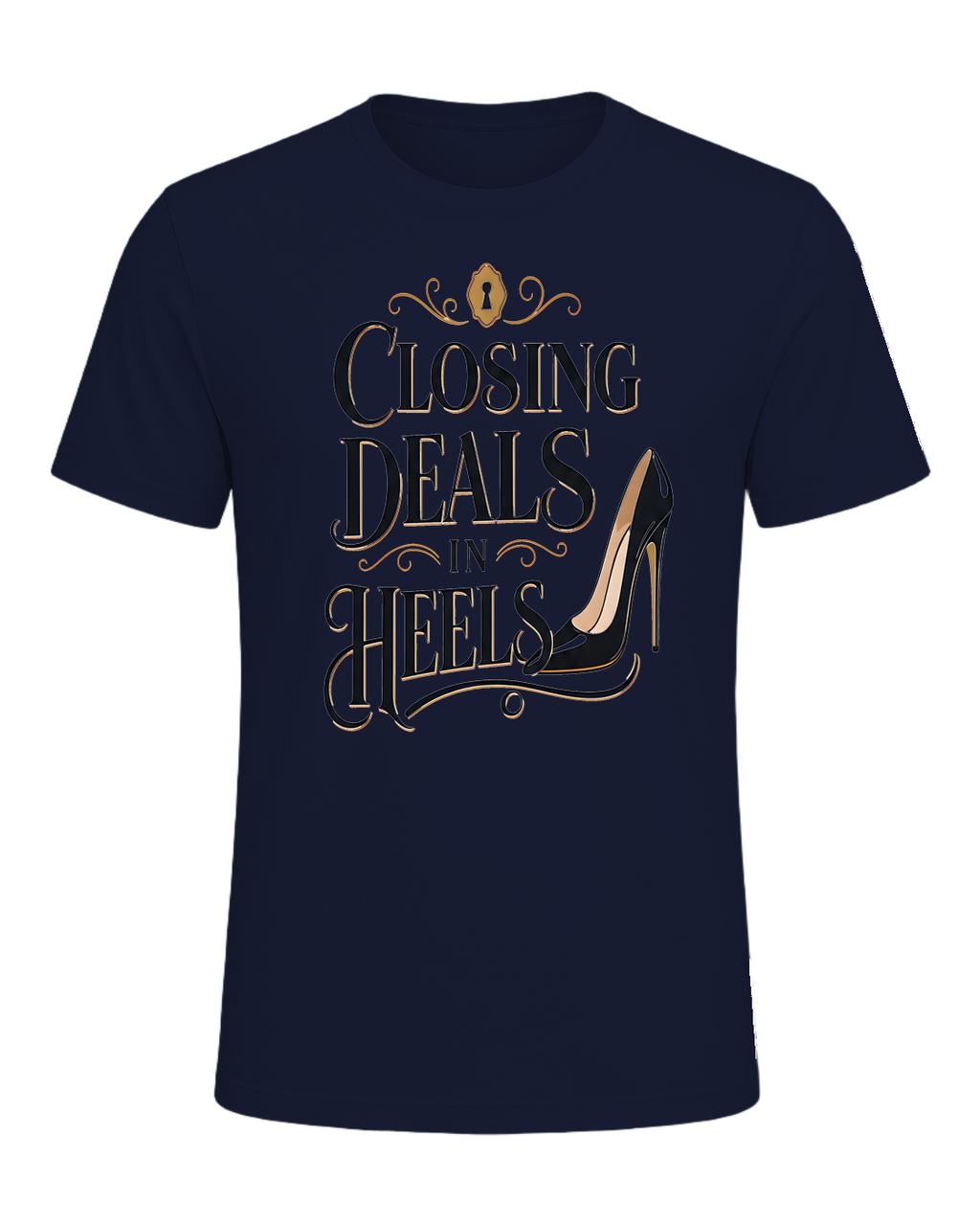 CLOSING DEALS IN HEELS — Navy