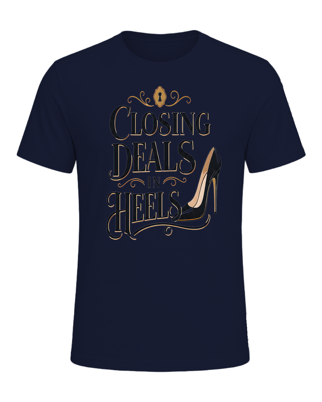 CLOSING DEALS IN HEELS — Navy