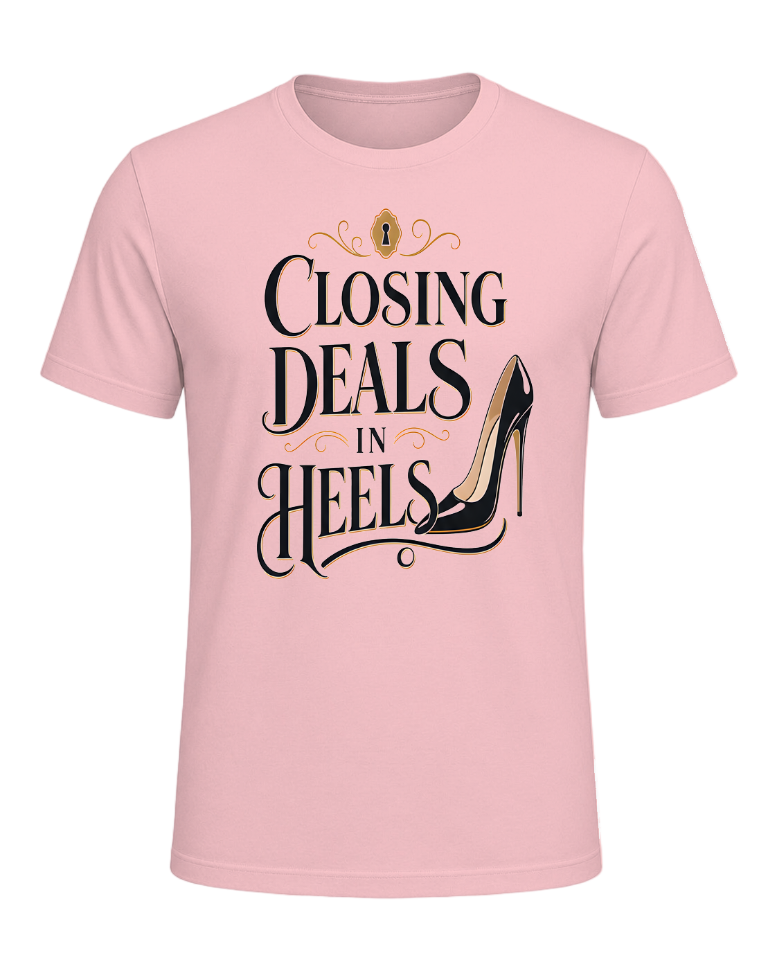 CLOSING DEALS IN HEELS — Pink