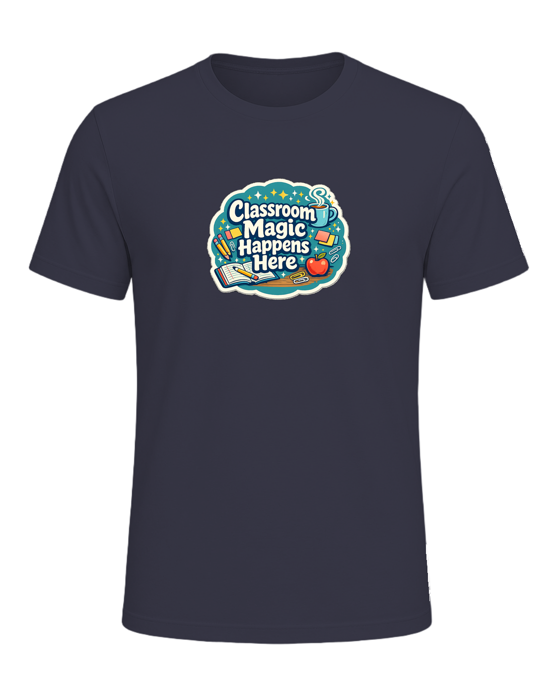 Classroom Magic Happens Here Tee — Heather Midnight Navy