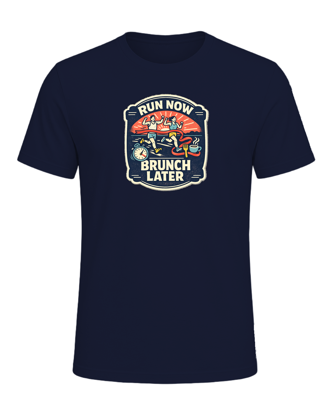 Run Now Brunch Later Tee — Navy