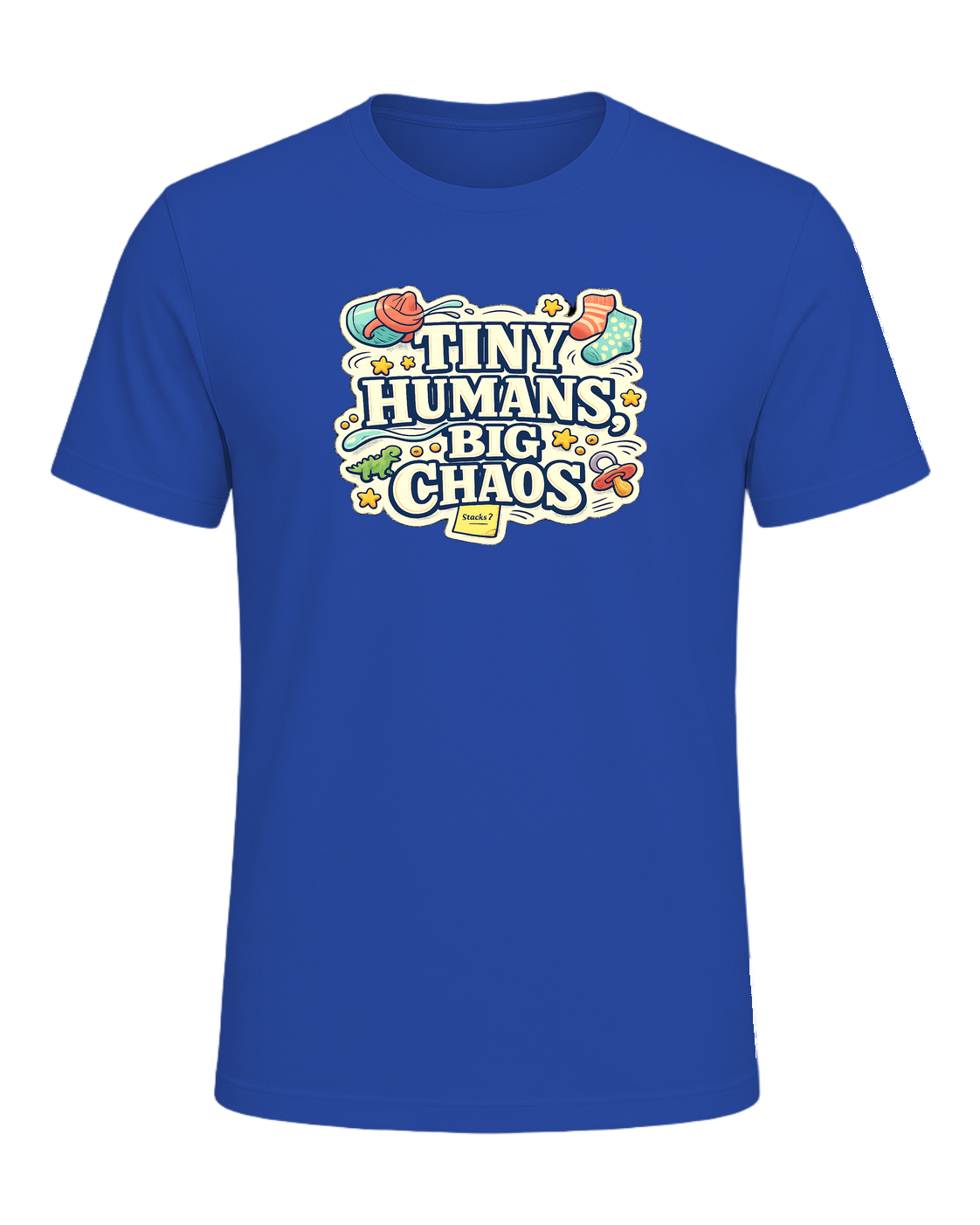 Tiny Humans, Big Chaos Tee — True Royal