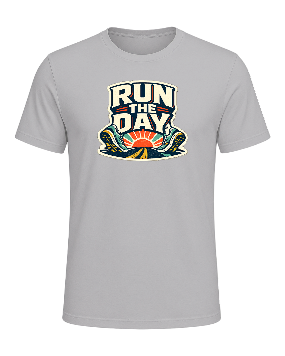 A bold retro running tee for people who start their day with miles and momentum. — Athletic Heather