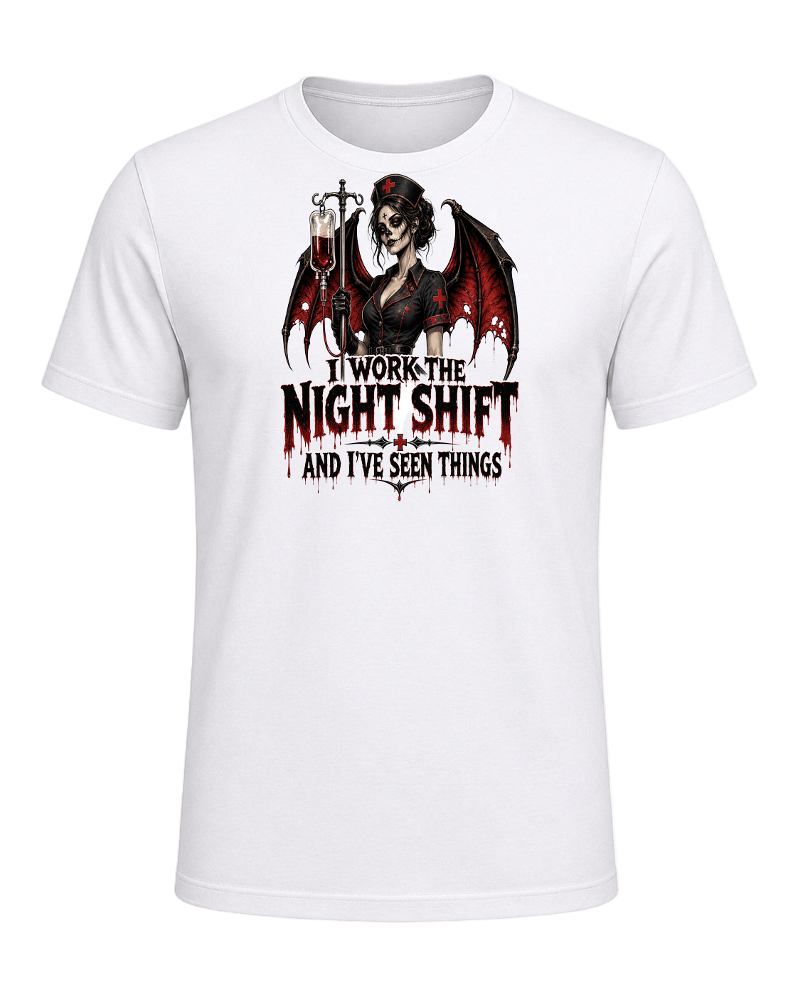 Nurse Night Shift Spooky — White